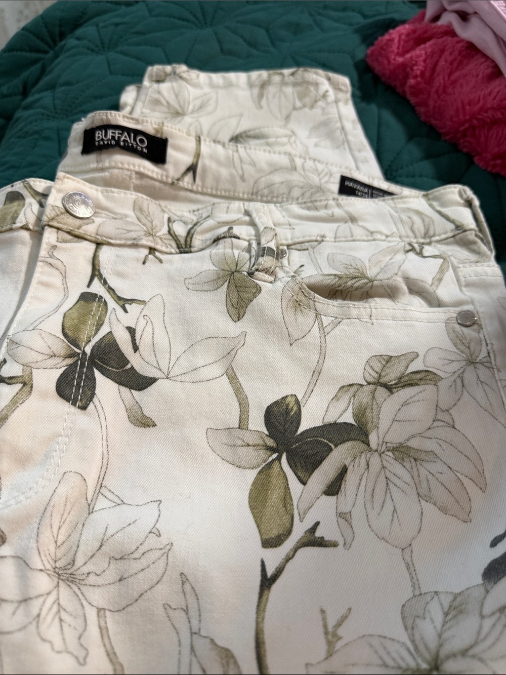 Buffalo David Bitton Cream Floral Print Jeans
